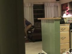 Парень спалился во время подглядывания за мастурбацией сисястой телки