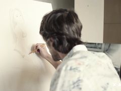 Художник занялся романтическим сексом у камина со своей натурщицей
