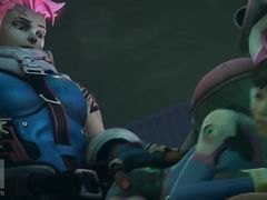 Малышка D.VA дрочит большой член другого героя из OVERWATCH