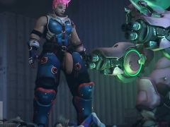 Малышка D.VA дрочит большой член другого героя из OVERWATCH