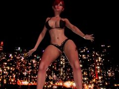 Рисованная 3D девушка в купальнике танцует эротический танец