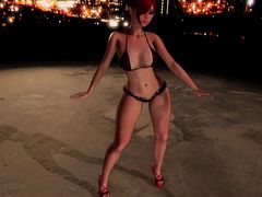 Рисованная 3D девушка в купальнике танцует эротический танец