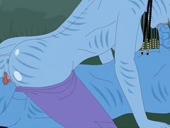 Яркие представители рода На'ви трахаются в секс мульте "Аватар"