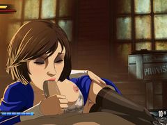 Рисованная героиня из "Bioshock" скачет на члене возбужденного чувака