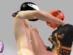 Гибкая 3D героиня мультика трахается стоя с мотоциклистом