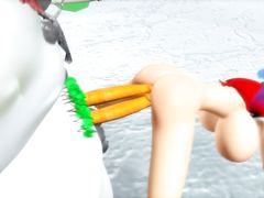Голая мульт героиня использует морковку снеговика для мастурбации