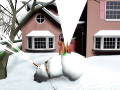 Голая мульт героиня использует морковку снеговика для мастурбации