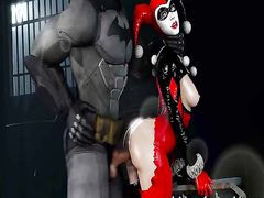 Харли Квинн трахается с героями мультика "Бэтмен"в секс подборке
