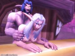 Герои мультика World of Warcraft ебутся раком на свежем воздухе